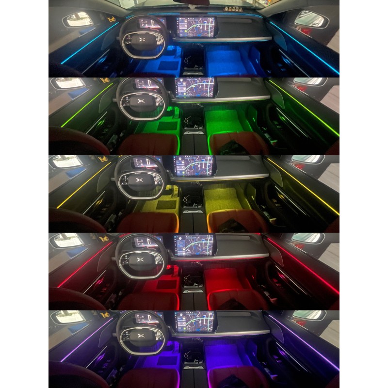 Kit 18 Piezas RGB Acrílico LED Luz Interior Coche Decorativa con Efectos