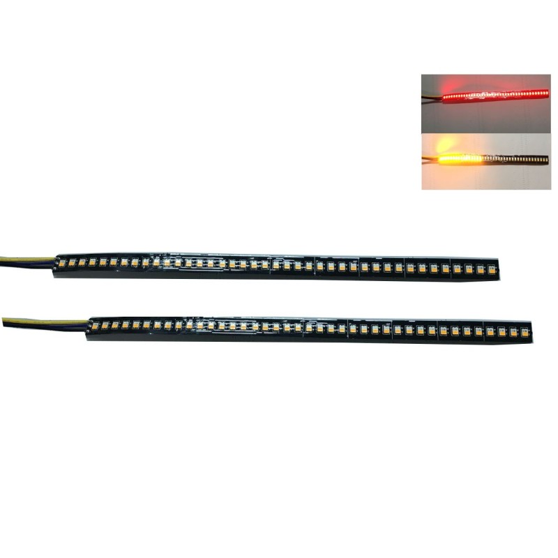 Freccia Sequenziale Rosso e Effetto Strobo Light Dinamica Strip Arancione 45 cm