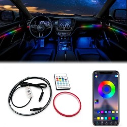 Kit RGB acrílico USB y WIFI luz LED 110 CM Interior del coche decorativo tablero de fibra óptica soporte de Control remoto