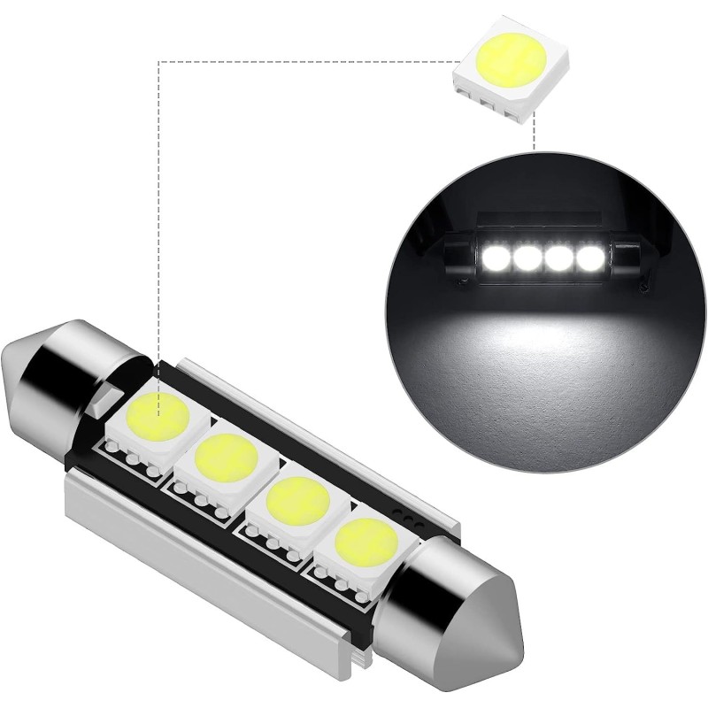 PAR DE LED FESTOON/SILURO 3 LED 39MM 5050 CANBUS encendido