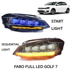 Par de faros FULL LED Volkswagen Golf 7 Dragon Luces de posición DRL Luz de cruce Luz de carretera LED