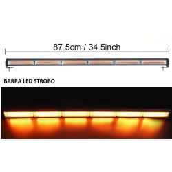 Barra LED Estroboscópica 90 Cm Intermitente 10-50V Naranja Advertencia para Vehículos de Emergencia