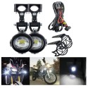 Coppia Faretti Aggiuntivi Led Moto 40W 6000k Cablaggio Staffe e Pulsante Accensione