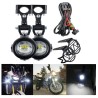 Par de focos LED adicionales para motocicleta 40W 6000k, soportes de cableado y botón de encendido