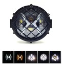 Faro Led 7 Pollici Moto con Staffa e Gliglia Harley Scooter Angel e DRL Quad Fuoristrada
