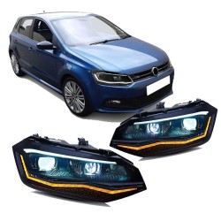 Par de faros FULL LED Volkswagen Polo 6R Luces de posición DRL Luz de Carretera Luz de Cruce Secuencial