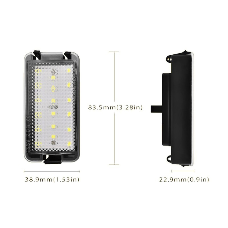 DIMENSIONES SEAT Altea Plafón Matrícula LED Completo Placa Blanca 6000k