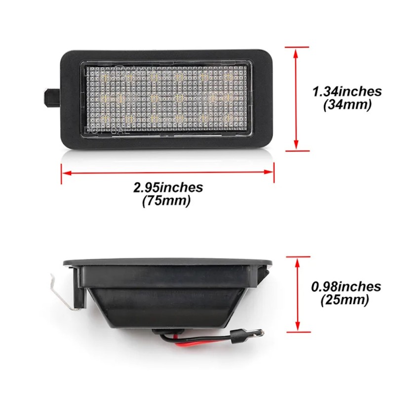 Tamaño de la placa de matrícula LED blanca Seat Mii, luz de techo 6000k, placa completa