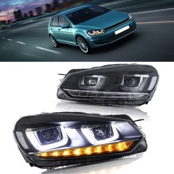 Par de faros FULL LED para Volkswagen Golf 6 (no para GTI/R/TDI) Luces de posición DRL Luces de carretera Luces de cruce LED