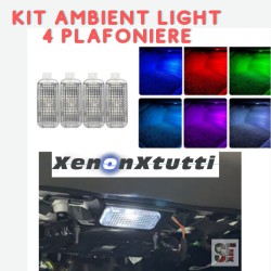 Kit de luces LED RGB, 4 luces de techo táctiles, plantilla decorativa para salpicadero de Interior de coche