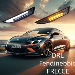 Kit de luces diurnas LED Dynamic para VW Scirocco con intermitentes secuenciales y lente transparente.