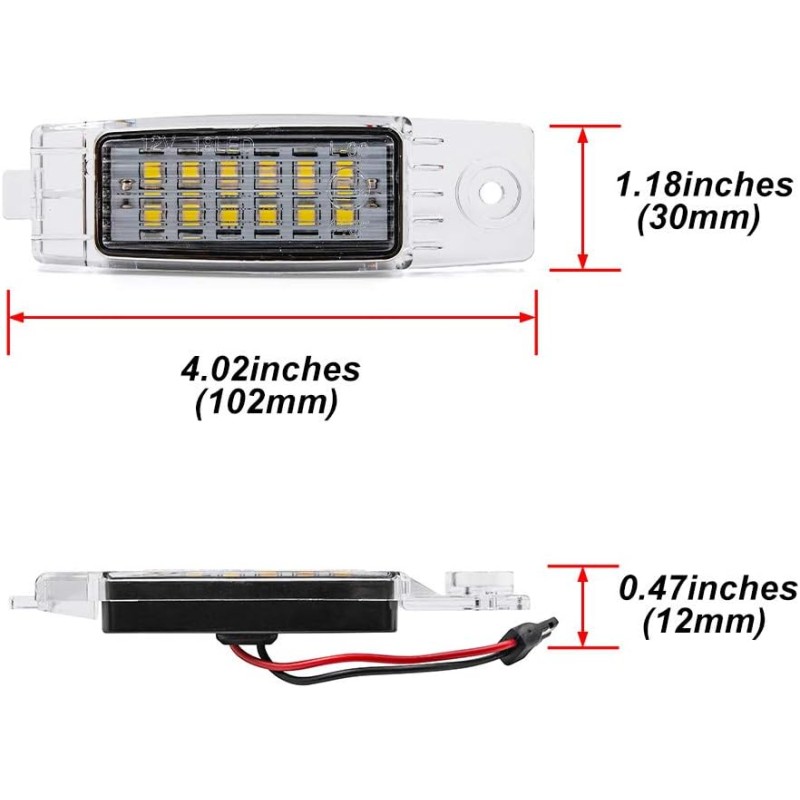Dimensiones Plafón LED Matrícula LED TOYOTA Lexus Kit Tecnología CANBUS Luz Blanca 6000k