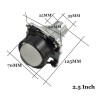 Dimensiones del proyector lenticular HID Bi-Xenon D2H Retrofit de 2,5"