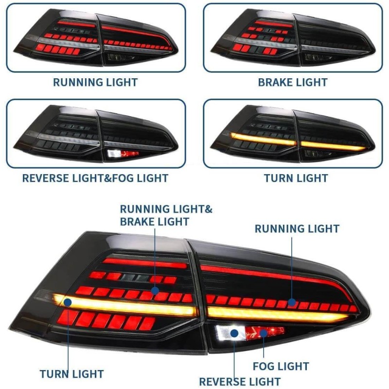 effetto Coppia Fari Posteriori Golf 7 e 7.5 R LED Freccia Dinamica MATRIX Faro Fumè