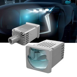Proiettore Lenticolare 2 Pollici Bi-LED 55W Faro Lente Ultra Compatto Moto Auto Quadrato Anabbagliante Abbagliante