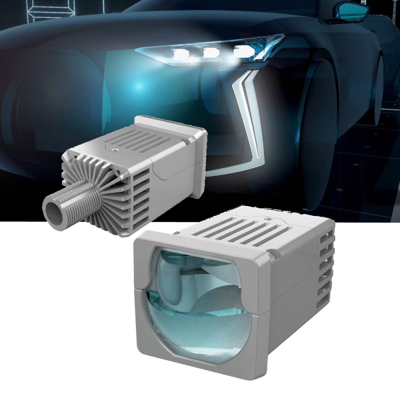 Proiettore Lenticolare 2 Pollici Bi-LED 55W Faro Lente Ultra Compatto Moto Auto Quadrato