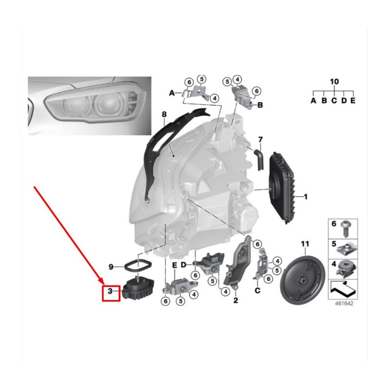 POSIZIONE VETTURA Modulo Faro LED 6311 7428425 BMW 3 PIN Serie 1 F20 F21 LCI Originale