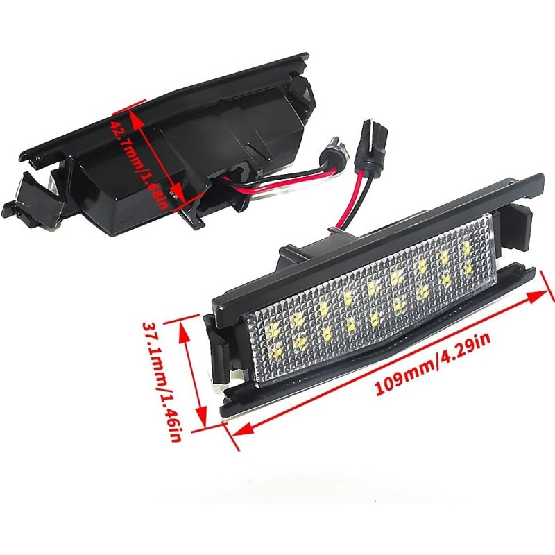 misure Lampade Led Luci Targa Per Mazda 2 III Canbus D09H-51-270A D09H-51-270B