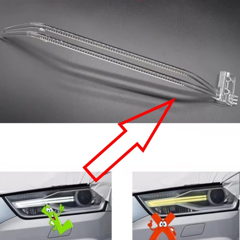 Acrylic Tube Light Guide Strip Light DRL Destro Audi Q3 Ricambio Faro Led Fibra Ottica Policarbonato