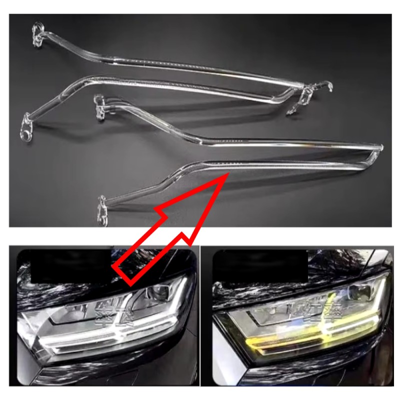 Fiber Optic Polycarbonate DRL Left Audi Q7 4M0941033 Replacement Headlight LED Acrylic Tube Guide Strip Light