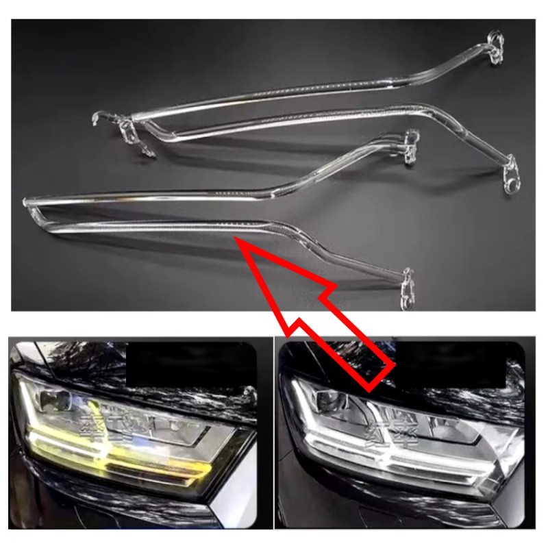 Fiber Optic Polycarbonate DRL Right Audi Q7 4M0941034 Replacement Headlight LED Acrylic Tube Guide Strip Light
