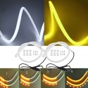 Coppia Flex Bianco Ambra Led Sequenziale 24V 60 Cm Strip Decorativa Faro Striscia Drl Cut Light