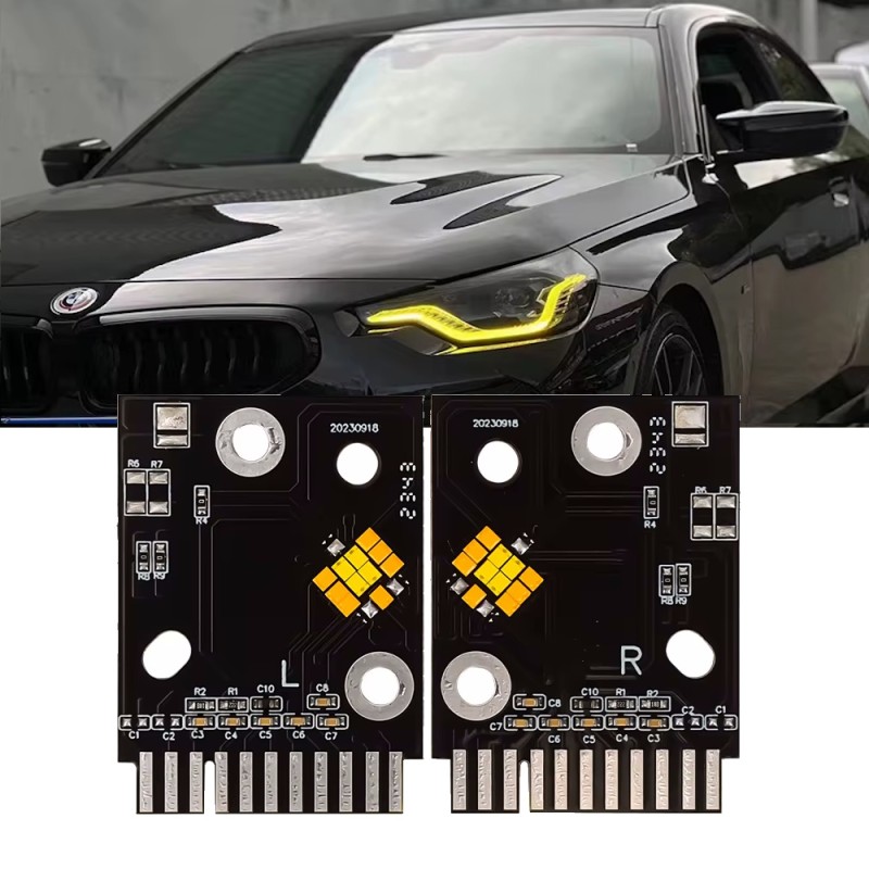 BMW G42 G87 Yellow LED Headlight Module DRL Daytime Running Light and Turn Signal 63115A043C5 63115A043C6