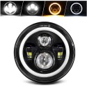 Faro Led Jeep Moto Custom 7 Pollici 6000k Bixenon 3600 Lumen  Angel Bianco