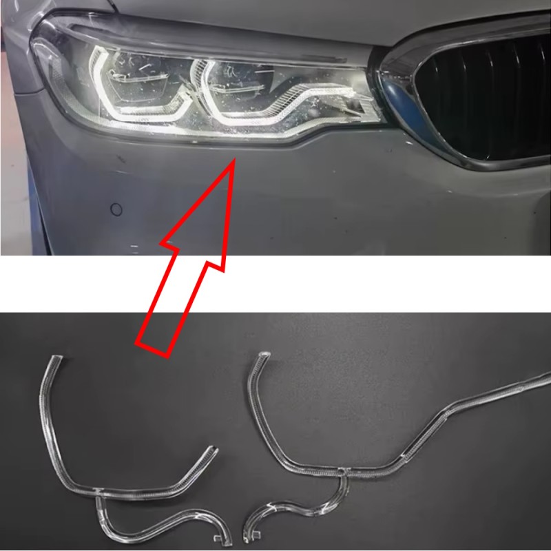Fiber Optic Polycarbonate Right DRL BMW 5 Series G30 G38 Replacement Headlight LED Acrylic Tube Guide Strip Light