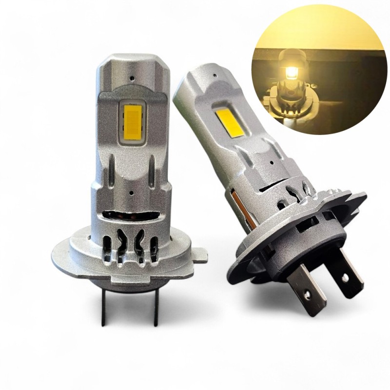 Lampade Led H7 CORTE con VENTOLA 4000K Gialle Canbus Stessa Misura Originale REVOLUTION