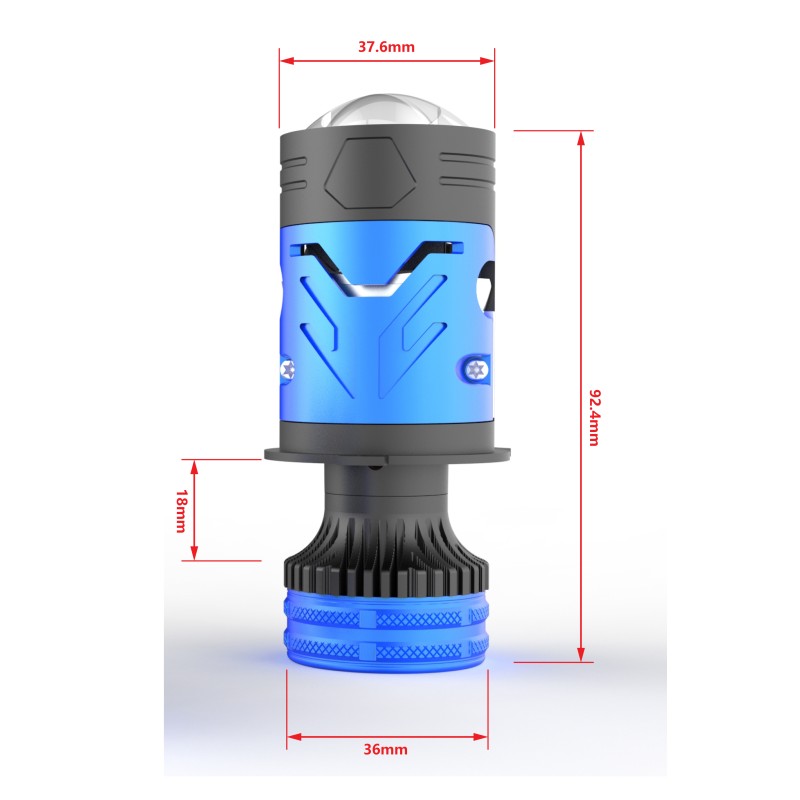 DIMENSIONI Proiettori Bi-Led + Laser Mini H4 Lenticolari All In One 160W