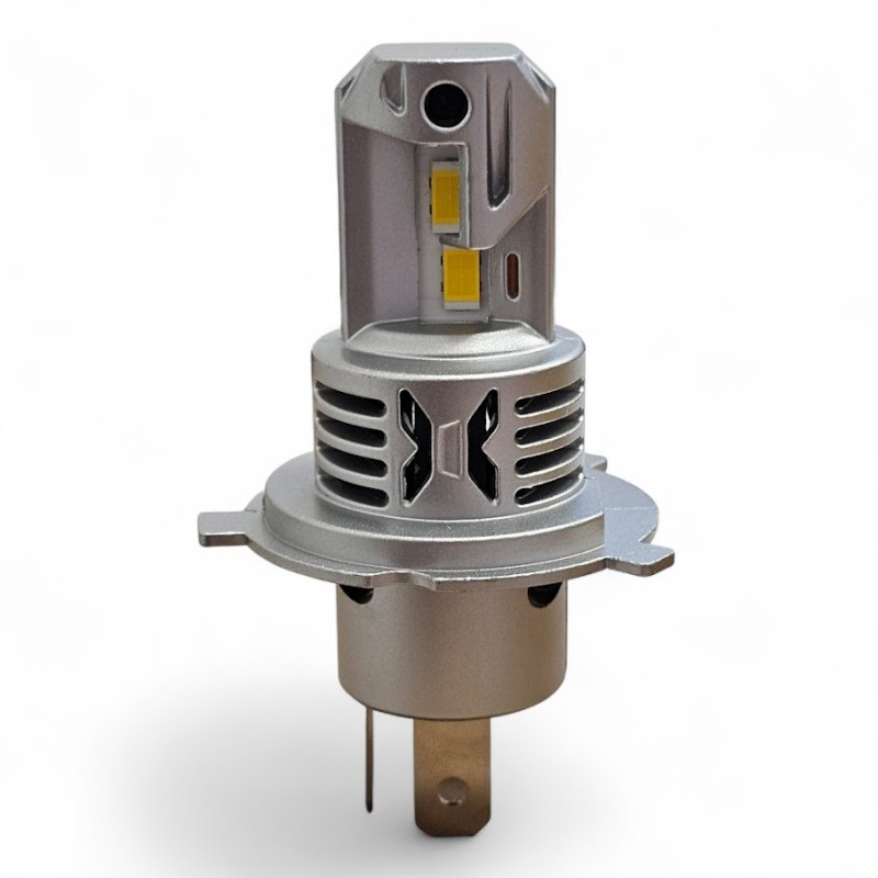 laterale Lampade Led H4 CORTE con VENTOLA 4000K Gialle Canbus Stessa Misura Originale REVOLUTION
