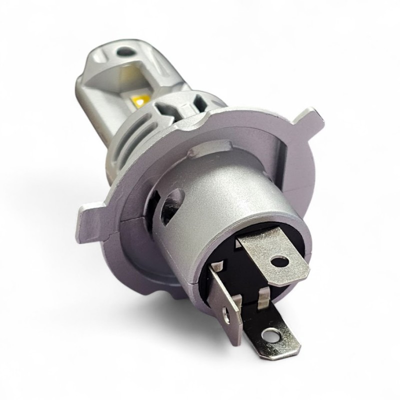 connessione Lampade Led H4 CORTE con VENTOLA 4000K Gialle Canbus H19 Stessa Misura Originale REVOLUTION