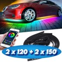 Kit Led Sotto Scocca 2 x 120Cm + 2 x 150Cm  Rgb con Effetti Magic Wifi Android I-Phone