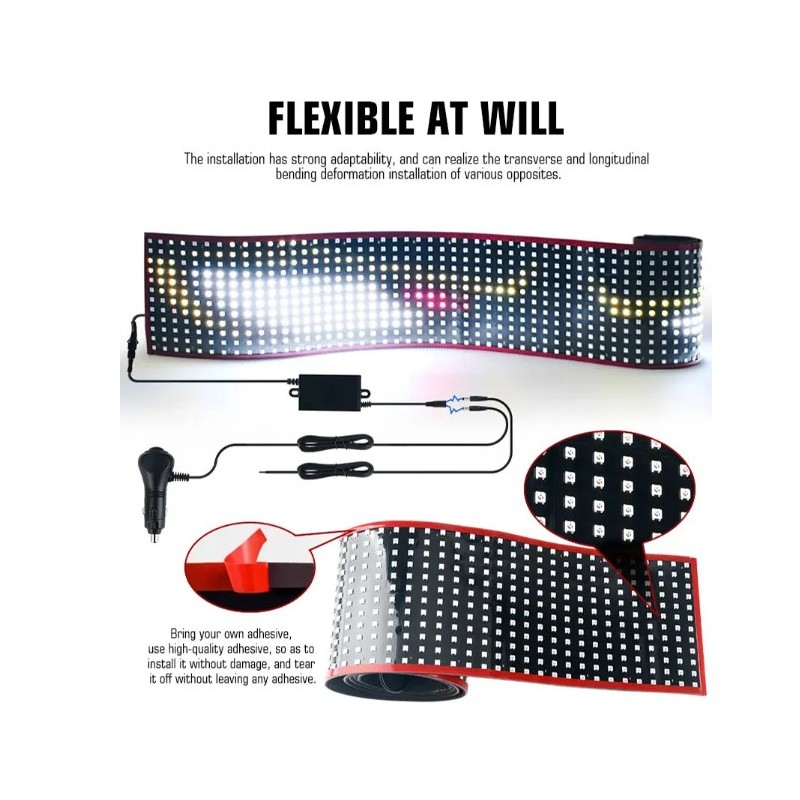 flessibile Coppia Pannelli Display Led 120 x 595 Parabrezza Programmable Flessibile Devil Eyes Bluetooth Animazione