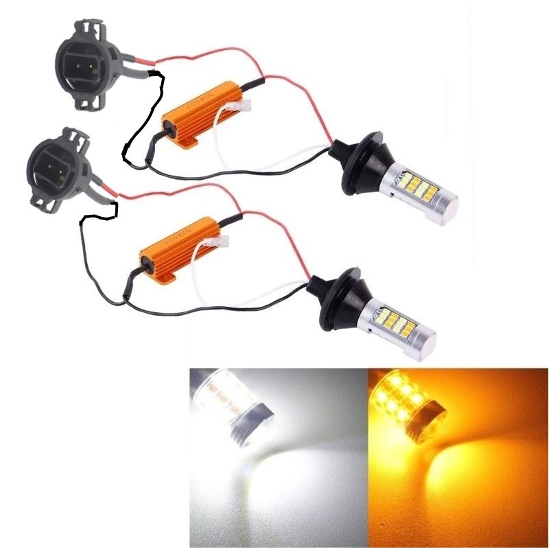 Lampade Indicatore Di Direzione + Drl Arancio Bianco Connettore PSY24W Switch Back