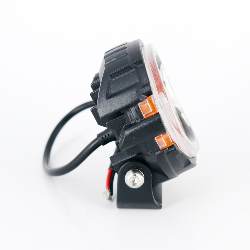 Foco LED lateral de acero inoxidable, 20 W, 6000 K, diámetro 80 mm, color naranja ángel, luz todoterreno, 12 V/24 V, resistente 