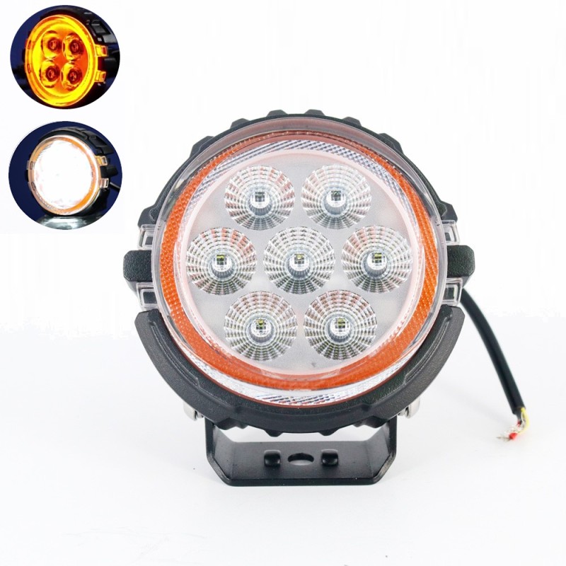 Foco LED todoterreno de acero inoxidable de 35 W y 6000 K, diámetro de 105 mm, color naranja ángel, 12 V/24 V, resistente al agu