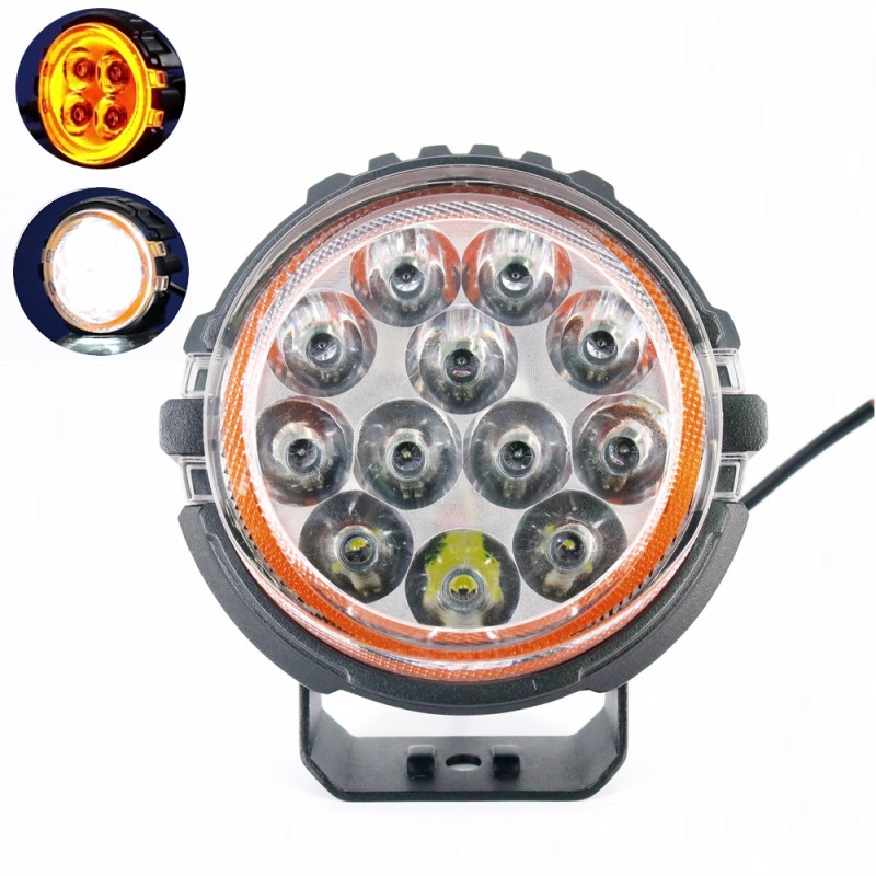 Faretto LED Inossidabile 60W 6000k Diametro 128 mm Angel Arancione Omologato Luce 12V 24V Impermeabile Faro da Lavoro
