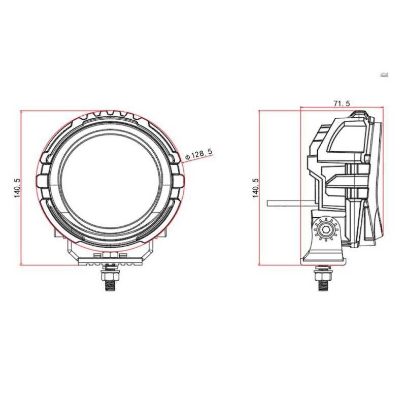 dimenioni Faretto LED Inossidabile 60W 6000k Diametro 128 mm Angel Arancione Luce 12V 24V Impermeabile Faro da Lavoro