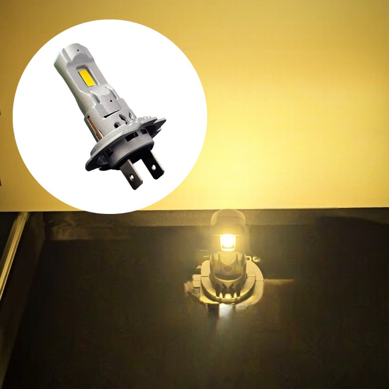 effetto visivo Lampade Led H18 CORTE con VENTOLA 4000K Gialle Canbus Stessa Misura Originale REVOLUTION