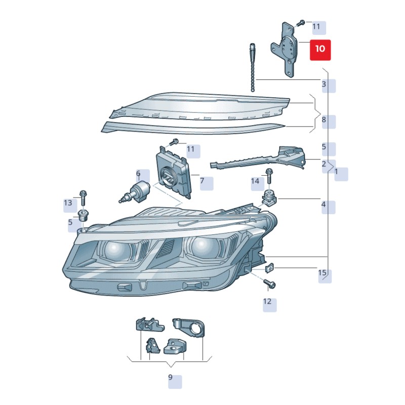 Posición del módulo LED 761998478B 21565901 VW Touareg CR7