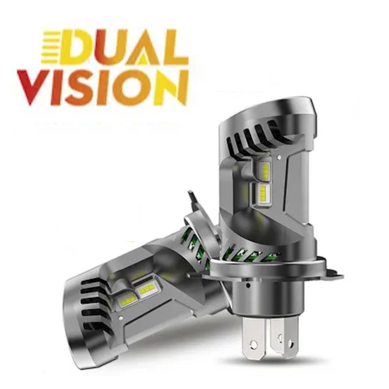 Lampade Led H4 Dual Vision 50w Stessa Dimensione Originale Canbus 6000k Anabbagliante Abbagliante
