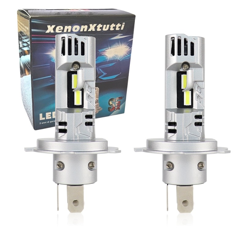 Lampade Led H4 STRONG LIGHT 6000K 70W Reale Mini Super Luminoso Ultracompatto CanBus Plug & Play con Ventola