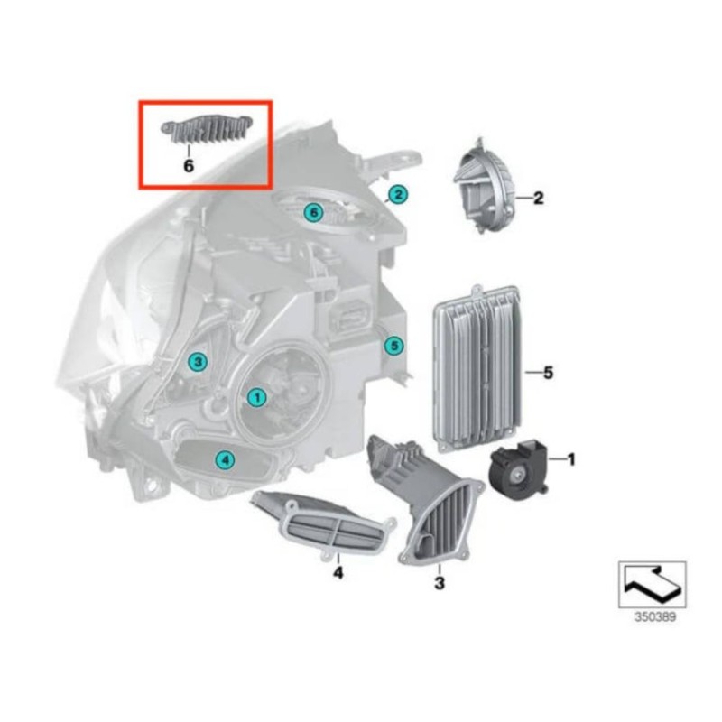 posizione Modulo Led 1305715256 BMW Luce Diurna X5 X6 F15 F16 F85 F86 DRL 6002TX0439C0 Ricambio
