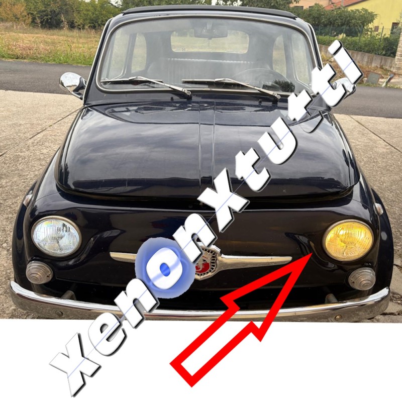 fiat  cinquecento Lampade Led H4 CORTE con VENTOLA 4300K Gialle Canbus H19 Stessa Misura Originale REVOLUTION