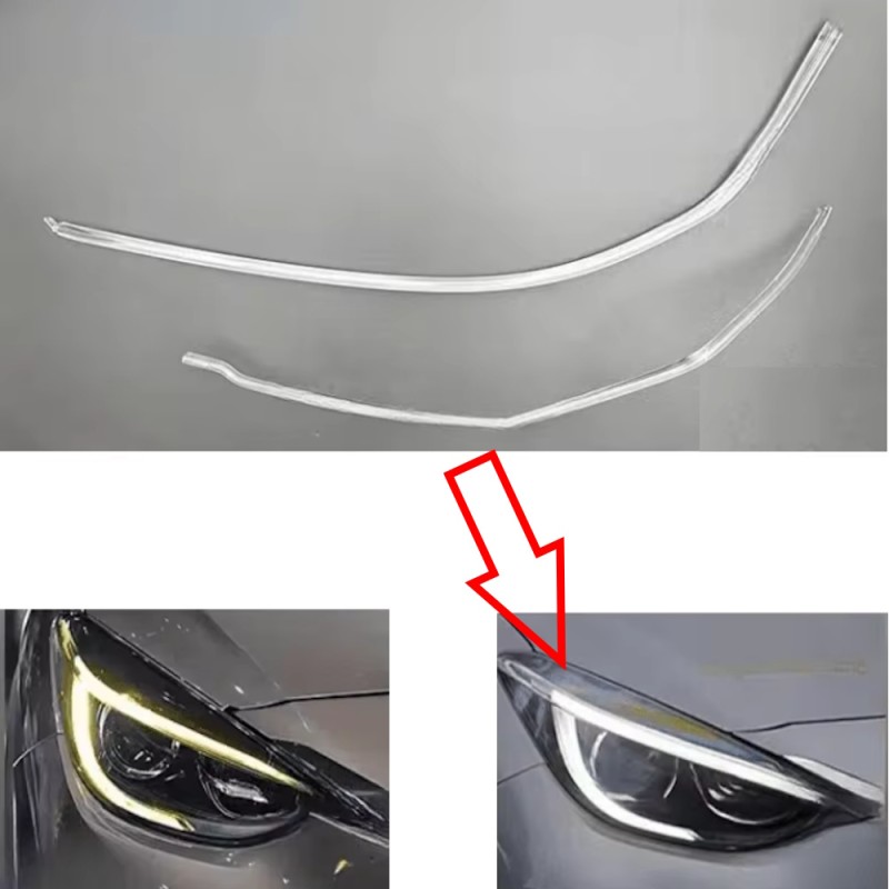 Faro delantero de fibra óptica de policarbonato DRL derecho Infiniti QX30 Q30, tubo acrílico de repuesto, guía de luz