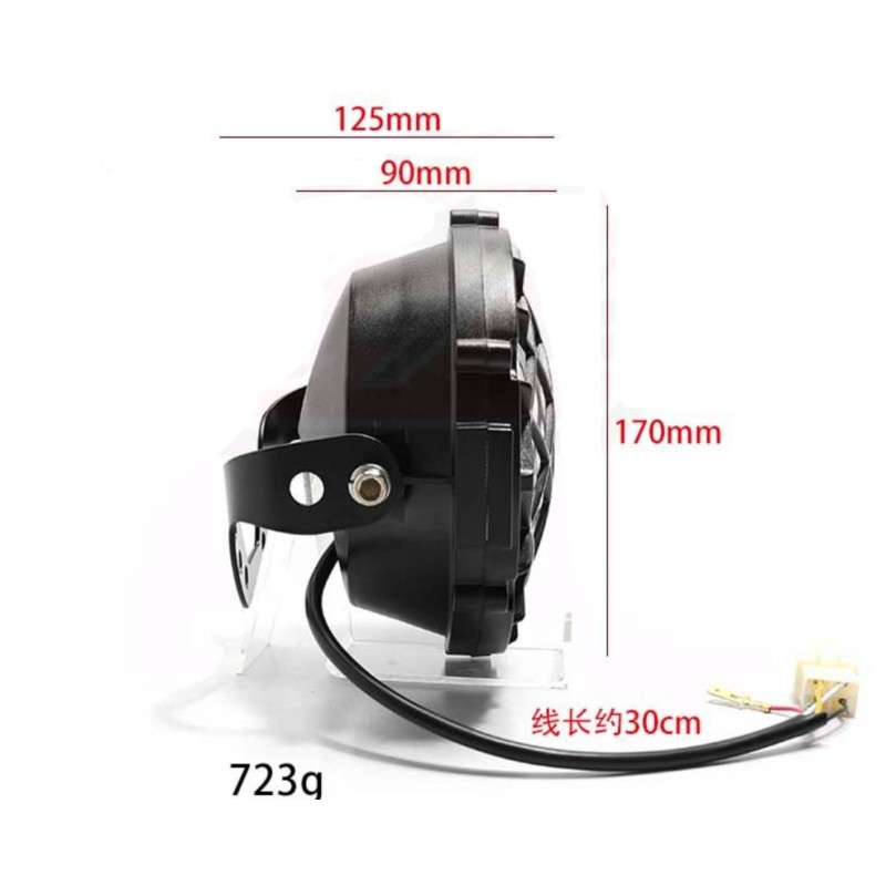 misure faro 7 pollici con staffa e griglia led