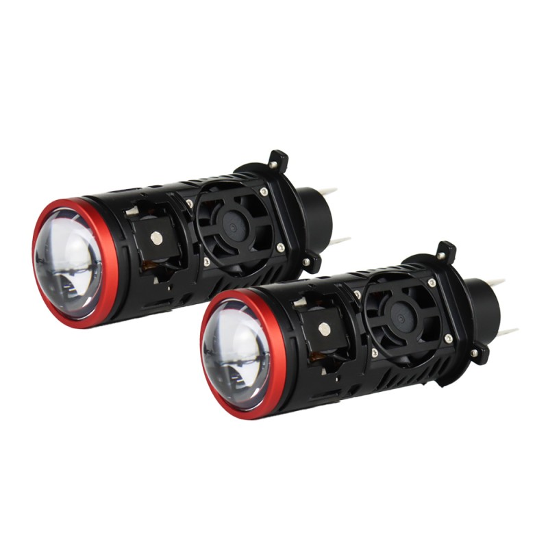laterale e lente Kit Proiettore Mini H4 Bi-Led Lenticolare All In One 80W