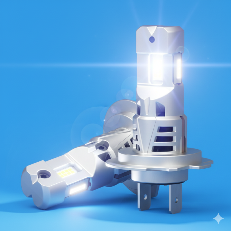 effetto acceso Lampade Led H7 TRIPLE LIGHT 6000K + Uniforme Canbus Stessa Misura Originale